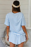 Blue Ocean Stripes Top and Shorts Set