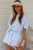 Blue Ocean Stripes Top and Shorts Set