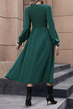 Smocked Long Sleeve Midi Dress