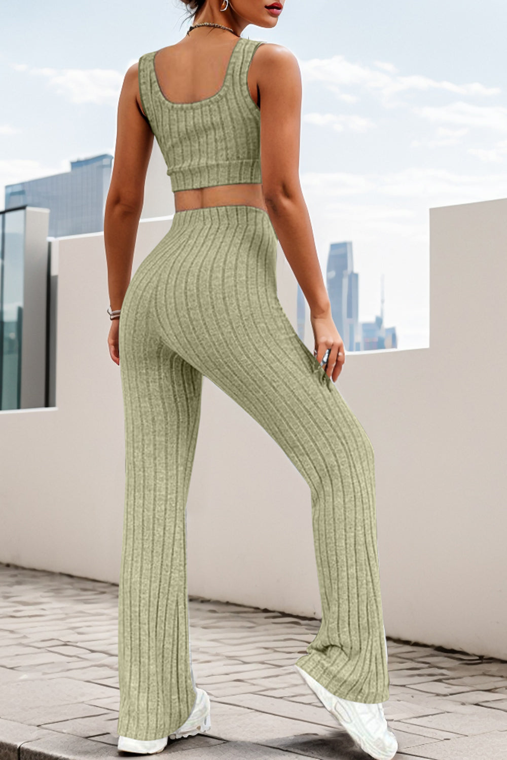 Wide Strap Tank and High Waist Pants Set