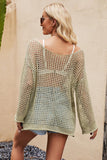 Openwork Round Neck Long Sleeve Cover Up