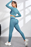 Round Neck Long Sleeve Top and Leggings Active Set