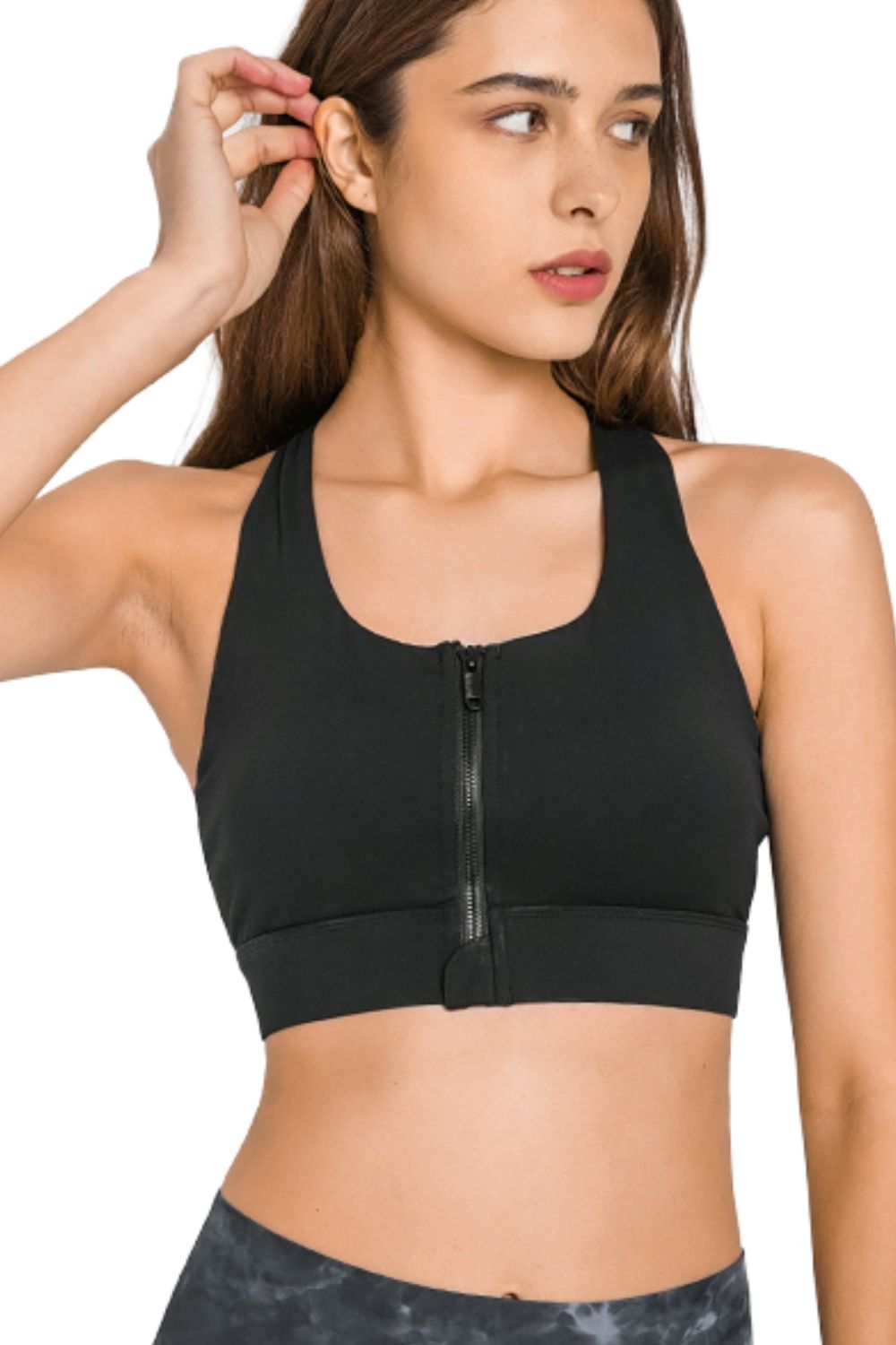 Zip Up Racerback Sports Bra