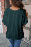 Eyelet V-Neck Dropped Shoulder T-Shirt