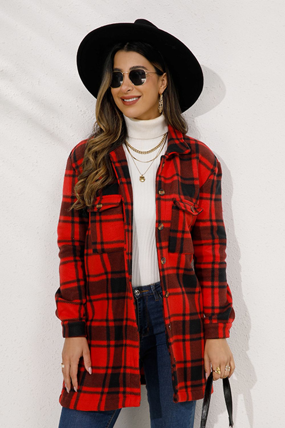 Plaid Collared Longline Coat