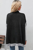 Striped Dolman Sleeve Mock Neck Knit Pullover