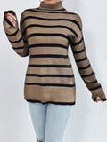 Striped Turtleneck Long Sleeve Sweater