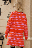 Geometric Dropped Shoulder Cardigan and Knit Skirt Set