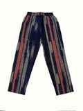 Striped Pocketed Elastic Waist Pants