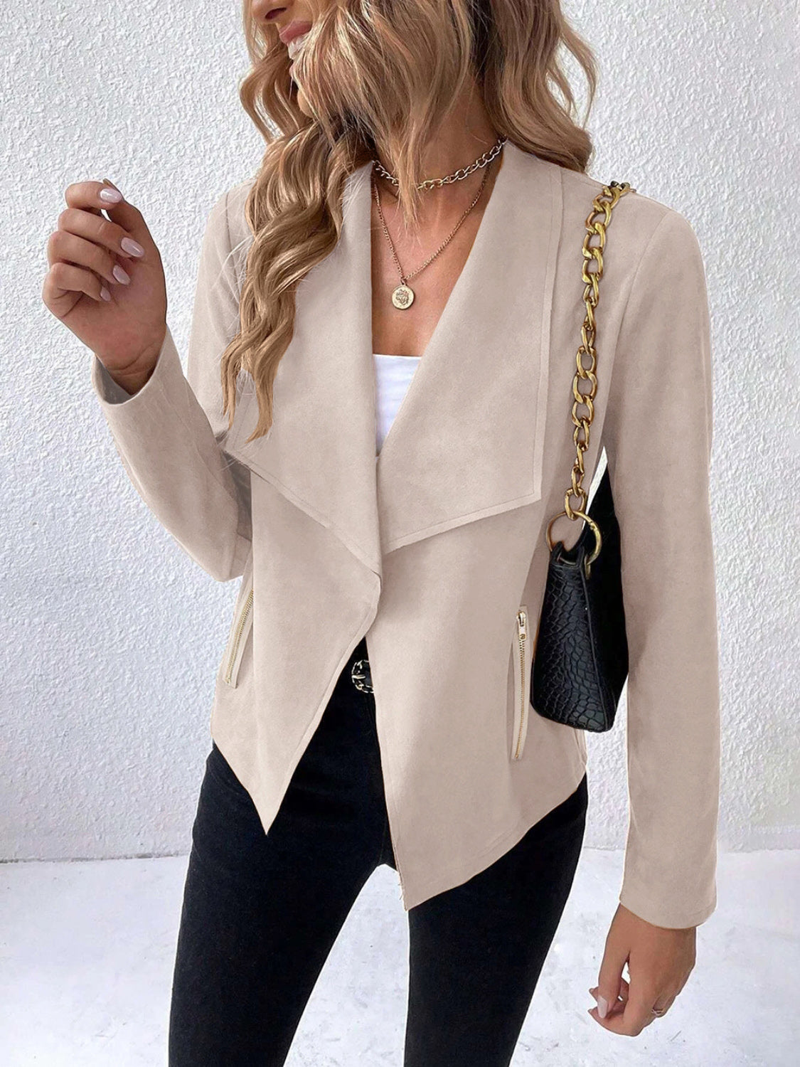 Collared Neck Long Sleeve Jacket