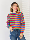 Striped Round Neck Long Sleeve Sweater