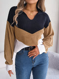 Color Block Dropped Shoulder Sweater