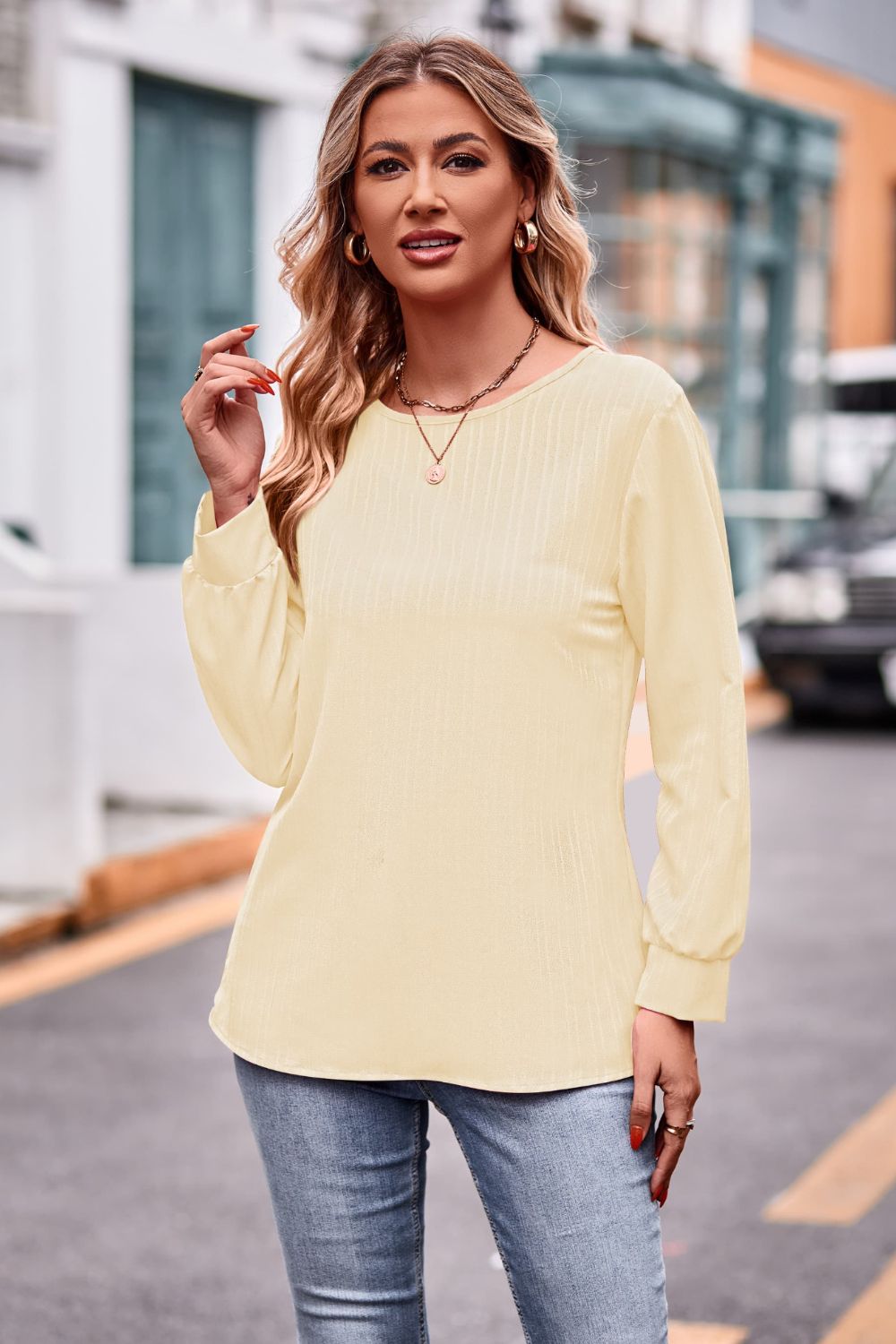 Round Neck Long Sleeve Tee