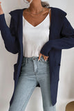 Double Take Ribbed Open Front Hooded Cardigan with Pockets