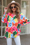 Abstract Lantern Sleeve Blouse