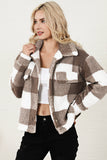 Plaid Collared Neck Drop Shoulder Jacket