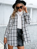 Plaid Pocketed Button Up Dropped Shoulder Jacket