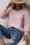 Printed Round Neck Lantern Sleeve Blouse