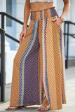 Printed Smocked Wide Waistband Palazzo Pants