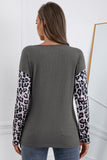 Leopard Patch Color Block Ribbed Top