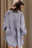 Houndstooth Raw Hem Dropped Shoulder Jacket