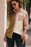 Grid Color Block Button-Up Shirt