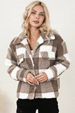 Plaid Collared Neck Drop Shoulder Jacket