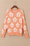 Flower Round Neck Dropped Shoulder Sweater