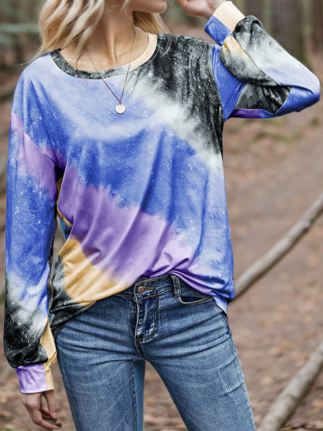 Printed Round Neck Long Sleeve T-Shirt